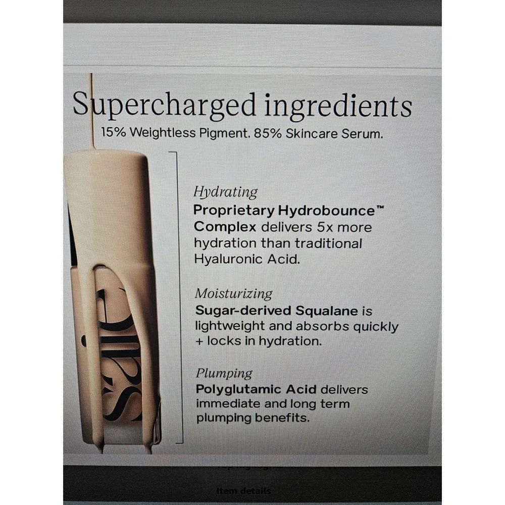 NIB Saie Glowy Super Skin Lightweight Luminous Foundation, Shade 9, 1.0 Fl. Oz.